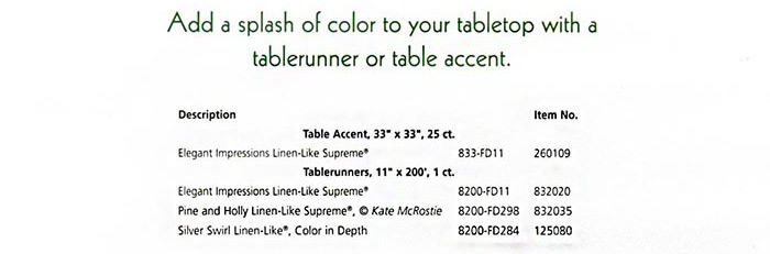 Linen-Like Table Accents, Tablerunners